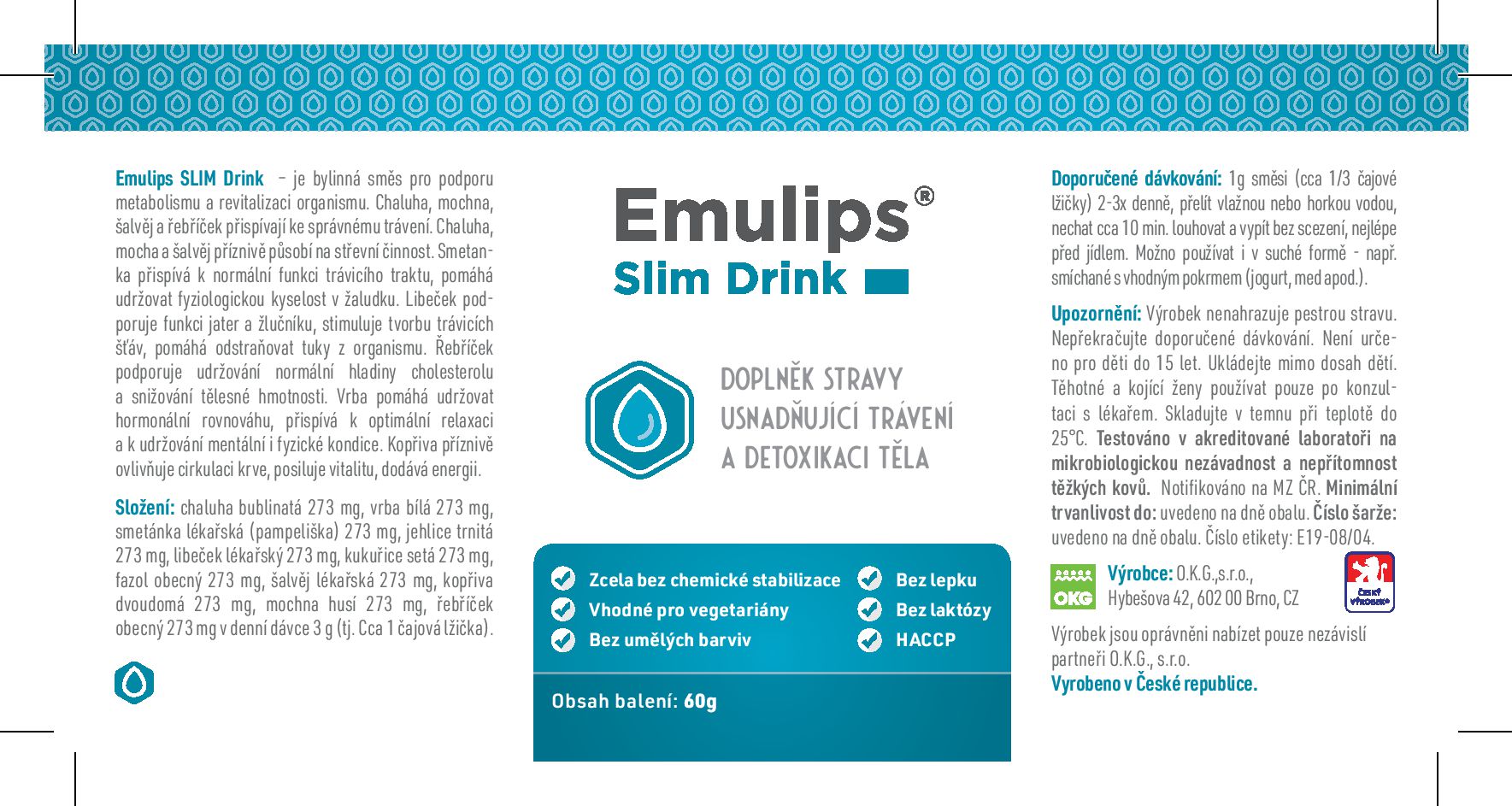 etiketa Emulups  slim drink