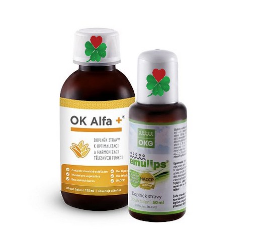 OKG OK Alfa+ Emulips - sada harmonie trávení ( sada obsahuje 1 ks Alfa+ 115 ml, 1 ks Emulips 50 ml )