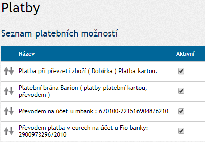 Způsoby plateb v e-shopu www.a-zdravi-z.cz